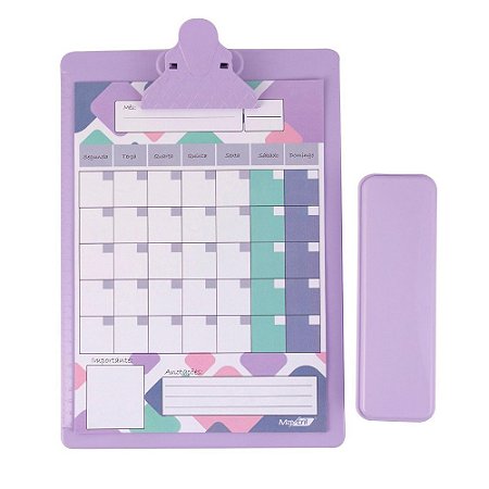 Prancheta Planner Pastel com Estojo Prendedor Plástico Maxcril