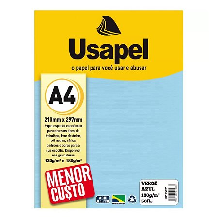 Papel Vergê A4 180 g/m² 50 Folhas Usapel