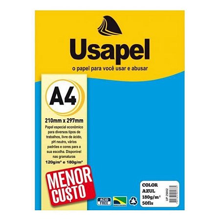 Papel Color A4 180 g/m² 50 Folhas Usapel