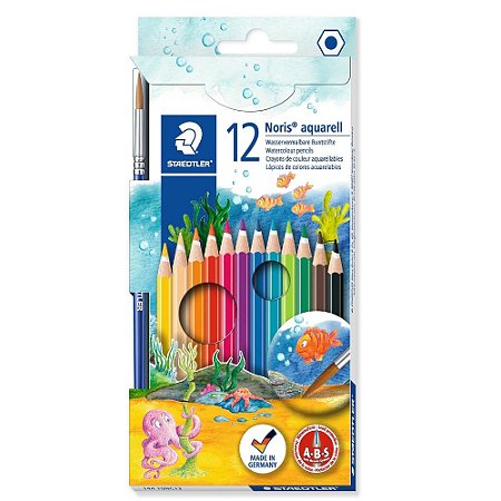 Lápis de Cor Noris Aquarell 12 Cores + Pincel