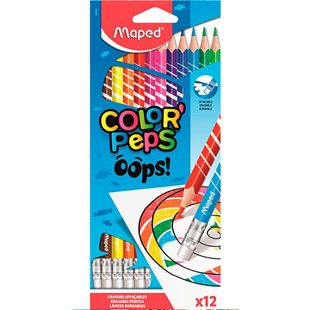 Lápis de Cor Color Peps Apagável 12 cores Maped Cód.832812