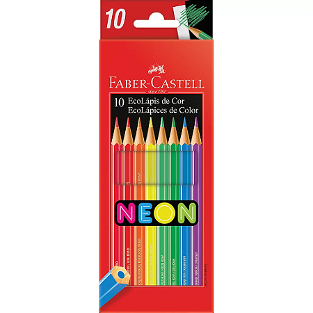 Lápis de Cor Ecolápis Neon c/10 cores Faber Castell REF.120410N