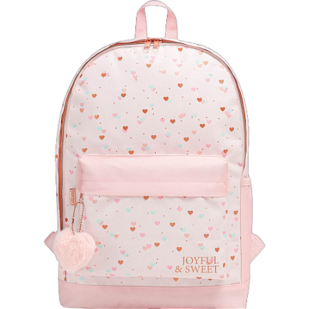 Mochila de Costas Academie Coração Metalizado Rosa Tilibra REF.339041