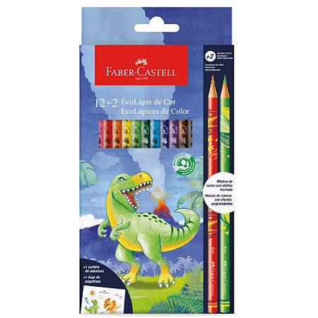 Lápis de Cor Ecolapis Coleção Dinossauro Faber Castell REF.120912+2DINO