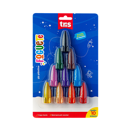 Giz De Cera Tris Foguete 10 Cores