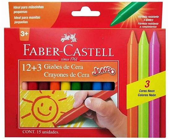 Gizões de cera Jumbo + 3 Neon Faber Castell