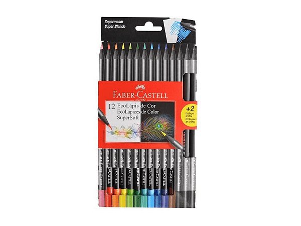 Ecolápis de cor Supersoft 12 cores + 2 Grafite Faber Castell