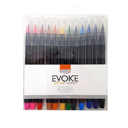 Marcador Artístico Evoke Brush Pen BRW  12 cores