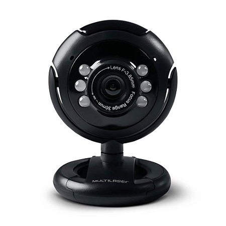 Webcam Multilaser 16mb Nightvision Microfone USB preto wc045