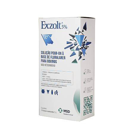 EXZOLT 5% POUR-ON1L -  Antiparasitário - carrapatos, moscas-dos-chifres, bernes e bicheiras