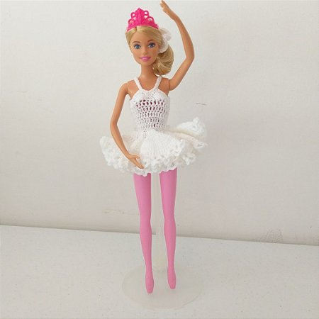 Roupa para boneca barbie em crochê - Vestido bailarina