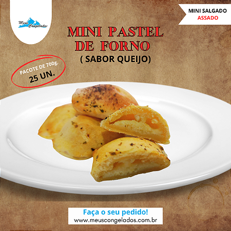Mini Pastel de Forno de Queijo 400g (Assados 25 unidades)