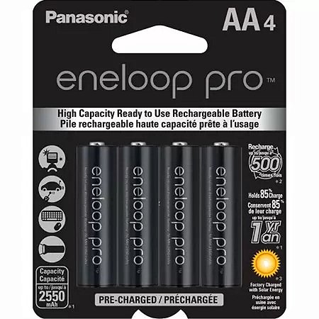 Pilhas Panasonic Eneloop Pro AA Recarregáveis 2550mAh (kit com 4 unidades)