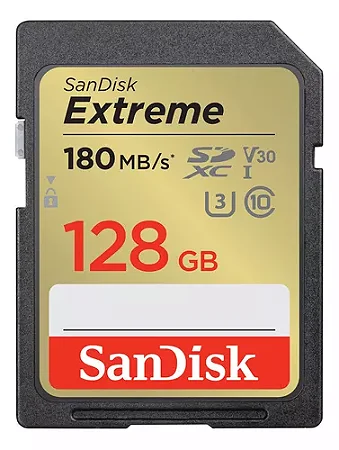 Cartão de Memória SanDisk 128GB UHS-I U3 Extreme Classe 10 SDXC - 180mb/s
