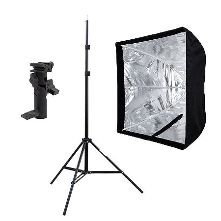 Kit de Iluminação F400 - 1 Tripé 2 m + 1 Suporte de Sombrinha YA-421 + 1 Softbox 60x60cm