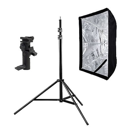 Kit de Iluminação F540 - 1 Tripé 2,5 m + 1 Suporte de Sombrinha YA-421 + 1 Softbox 60x90cm