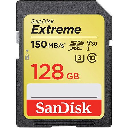 Cartão de Memória SanDisk 128GB UHS-I U3 Extreme Classe 10 SDXC - 150mb/s