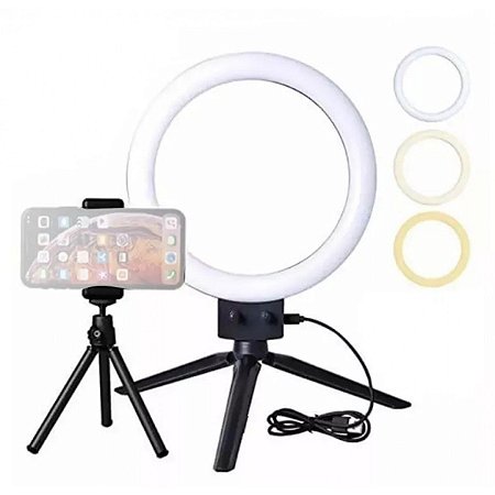 Ring Light Circular de mesa RL7 - 7" (18cm) 10W - Cor variável (2700K a 5500K)