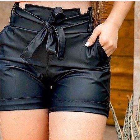 Short couro fake Clearance