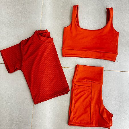Kit 3 peças - cropped dry + conjunto de short