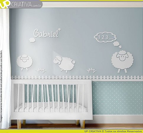 Painel decorativo para quarto de bebê - Tema Ovelhas MDF