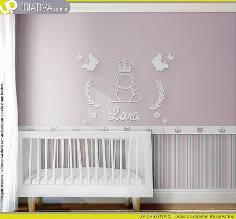 Painel decorativo para quarto de bebê - Tema Ursa Príncesa MDF