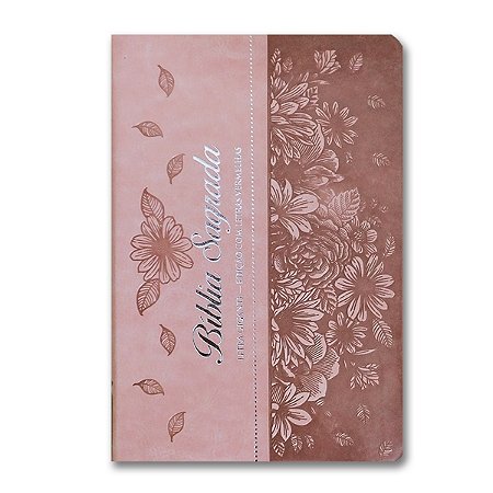 BÍBLIA ARC064 Letra Gigante capa luxo rosa flor