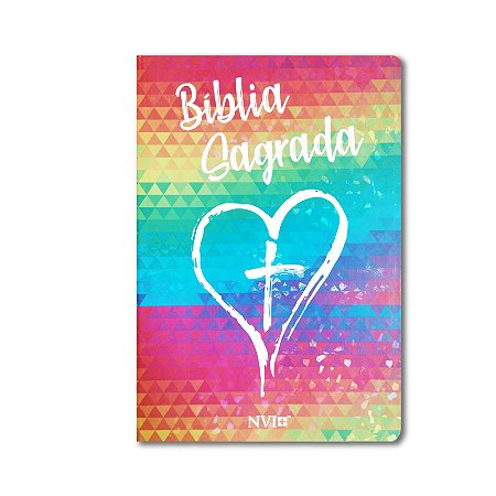 BÍBLIA NVI SLIM LETRA NORMAL CAPA SEMILUXO CORAÇÃO COLOR