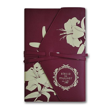 BÍBLIA DA MULHER DE FÉ NVI - letra normal capa couro soft c/ amarração - LÍRIOS DO CAMPO