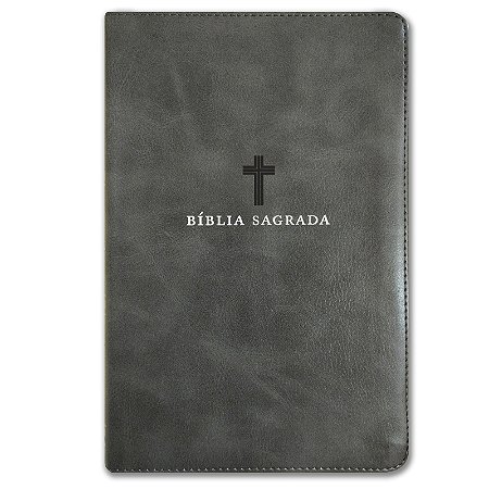 BÍBLIA ACF Letra grande capa couro soft cinza (imitação de couro)