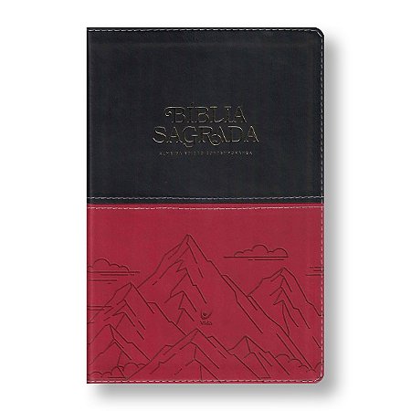BÍBLIA AEC Gigante Luxo palavras de Jesus em vermelho capa preta e vermelha montanhas