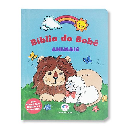 BÍBLIA DO BEBÊ - ANIMAIS - página inicial em branco para o carimbo do pezinho do bebê