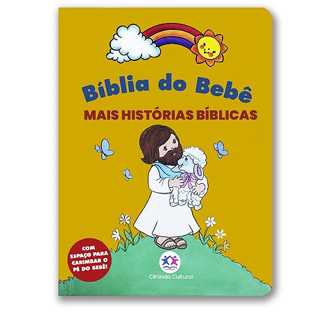 BÍBLIA DO BEBÊ - MAIS HISTÓRIAS BÍBLICAS página inicial em branco para o carimbo do pezinho do bebê