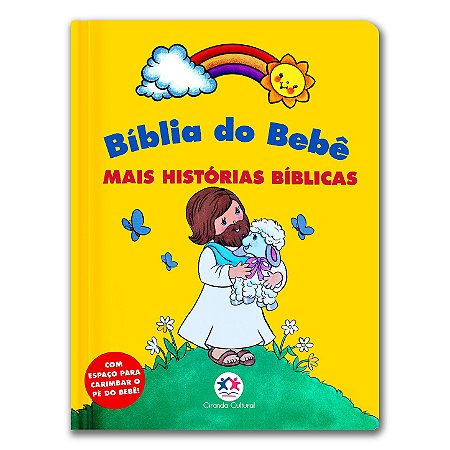BÍBLIA DO BEBÊ - MAIS HISTÓRIAS BÍBLICAS página inicial em branco para o carimbo do pezinho do bebê