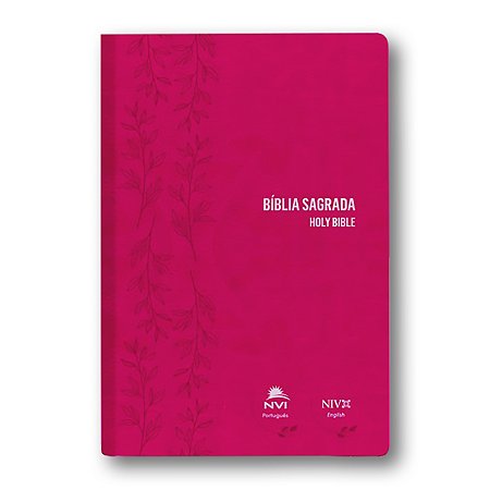 BÍBLIA NVI PORTUGUÊS-INGLÊS Letra normal capa rosa
