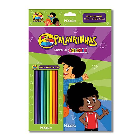 LIVRO DE COLORIR COM KIT LÁPIS DE COR - 3 PALAVRINHAS