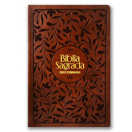BÍBLIA NVI BIBLE JOURNALING Letra normal ESPAÇO ANOTAÇÕES CAPA LUXO MARROM - Falei com Amor Gabi Sauthier