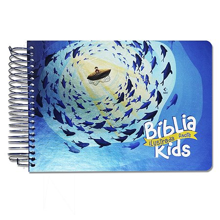 BÍBLIA ILUSTRADA ANOTE KIDS NVT Letra normal CAPA DURA ESPIRAL PEIXINHOS