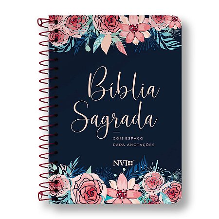 BÍBLIA NVI ANOTE LETRA NORMAL ESPIRAL CAPA ROSAS