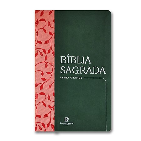 BÍBLIA NVI Letra grande luxo CAPA VERDE E SALMÃO FLORES
