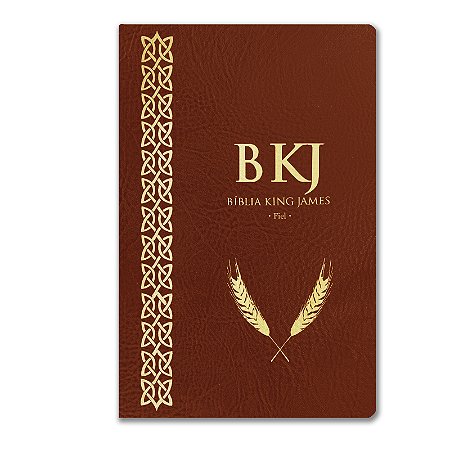 BÍBLIA KING JAMES FIEL 1611 Letra normal capa luxo marrom palavras de Jesus em vermelho