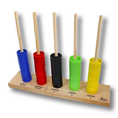 ÁBACO 05 COLUNAS (50 RODINHAS EM PLÁSTICO)