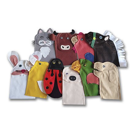FANTOCHES ANIMAIS DOMÉSTICOS- Conjunto completo -  10 peças feltro