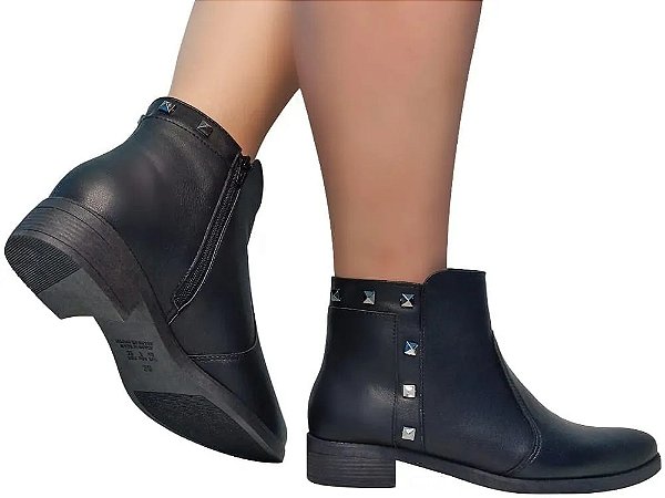 Bota Napa Preta Spike Salto 3 cm Cód. 2091