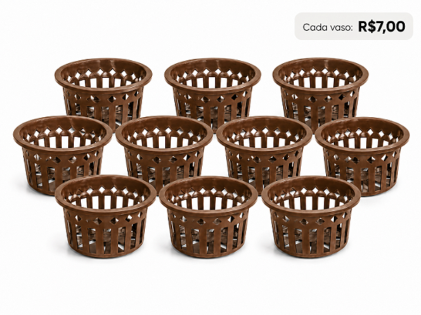 KIT 10 UNIDADES - Vaso Sofisticado Vazado Marrom