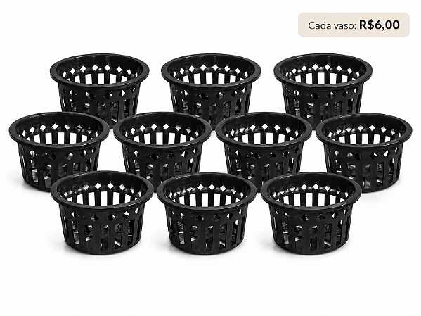 KIT 10 UNIDADES - Vaso Sofisticado Vazado Preto