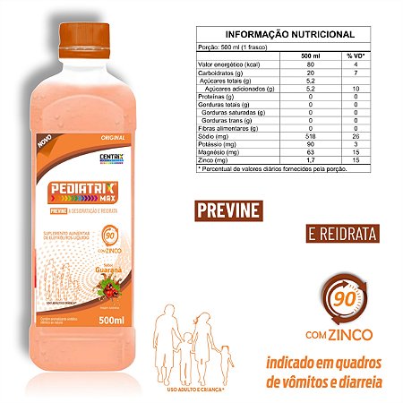 REIDRATANTE PEDIATRIX GUARANA SORO 500ml Caixa Com 12 Und.