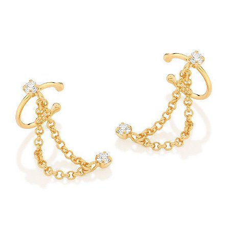 EAR CUFF FOLHEADO A OURO COM ZIRCÔNIAS. MED 2,9CM ROMMANEL 526663
