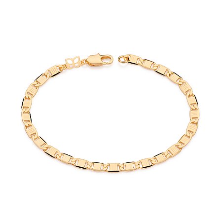 PULSEIRA MASCULINA FOLHEADO A OURO FIO GRUMET. MED 19/20/21CM ROMMANEL 550570