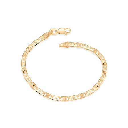 PULSEIRA MASCULINA FOLHEADO A OURO FIO GRUMET. MED 19/20/21CM ROMMANEL 550570